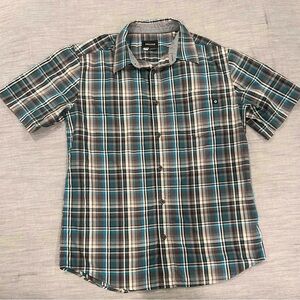 Marmot Men’s Plaid Fishing Shirt Size M Gray Blue Lightweight Breathable